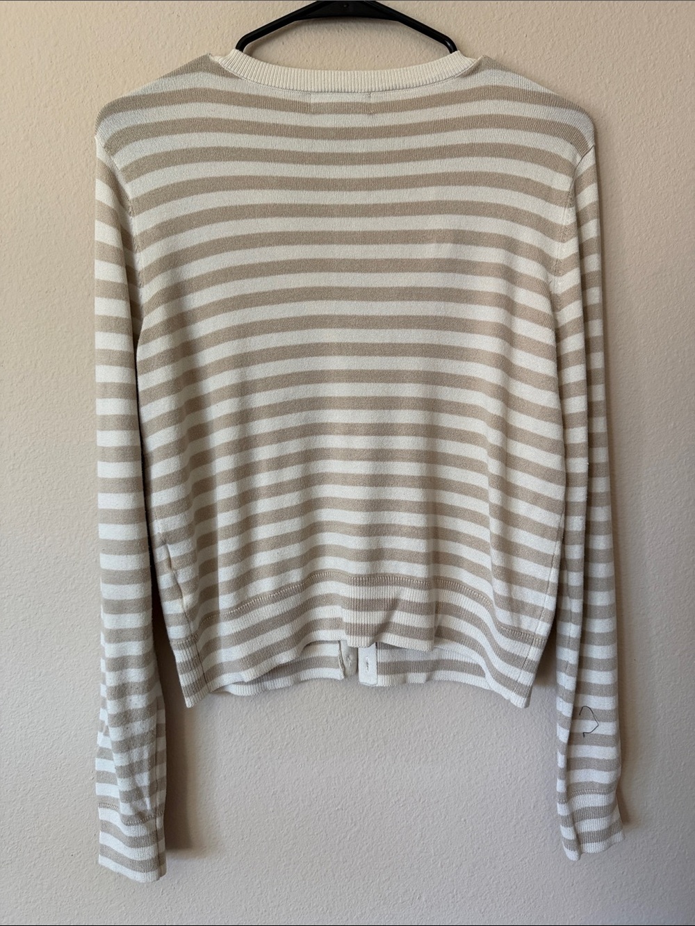 H&M Women's Striped Cream and Taupe Button-Up Cardigan - Picture 5 of 5